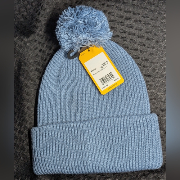 Carhartt Light Blue Knit Beanie with Pom-Pom. - Picture 2 of 3